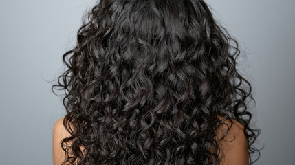 Healthy curly female black hair closeup