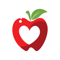 Apple logo with negative space in the shape of a heart inside, very suitable for health or humanity