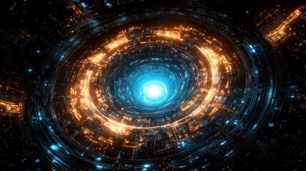Obraz premium Futuristic glowing circular portal.