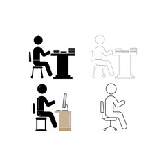 worker at desk icon, vectors illustration