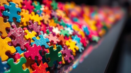 Colorful Jigsaw Puzzles - Abstract Art Backgrounds for Copyspace