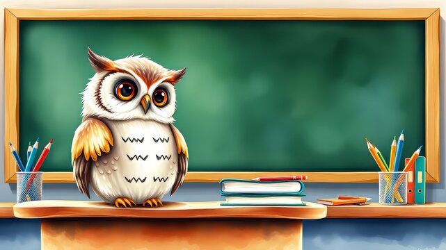 Cute Owl Teacher Watercolor Illustration - Back to School, Teacher's Day