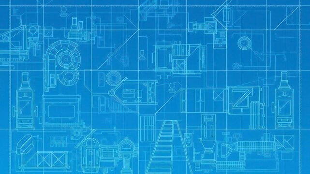 Blue print photo effect with a blueprint overlay, giving the image a technical and architectural feel, technology, planning, digital art