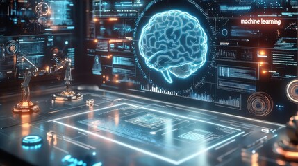 Holographic image of the central brain in modern offices