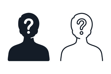 Person silhouette with question mark. illustration vector