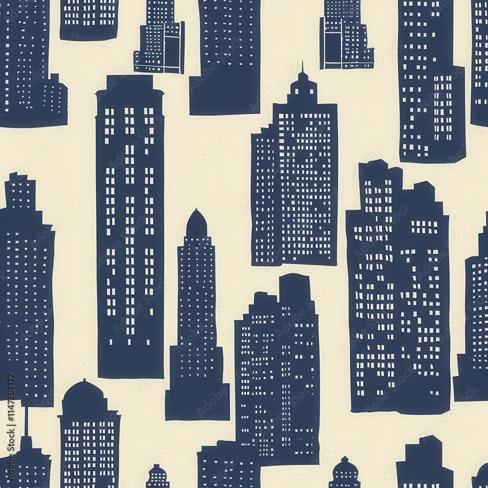 Poster dark silhouette pattern of skyscrapers against a light background in a stylish design ideal for wall