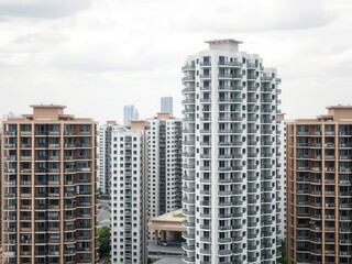 Sleek and contemporary modular apartment block with cutting-edge design, cityscape, block, high-rise