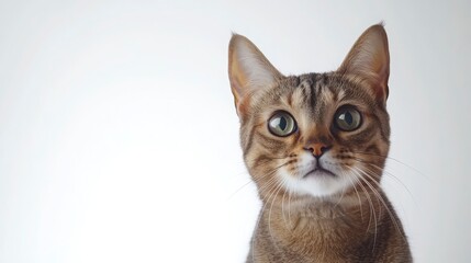 Obraz premium Charming Tabby Cat with Expressive Eyes Against a Light Background