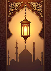Ramadan Kareem greeting card design with beautiful
