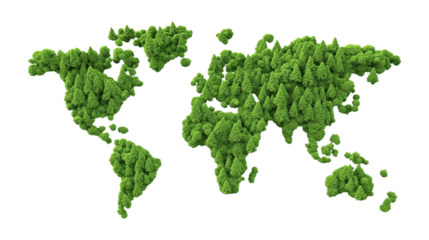 world map made of greens