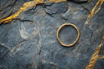 Golden Ring on Stone, A Golden Ring Resting on a Textured Stone Surface, Evoking Elegance and Timelessness, wallpaper.