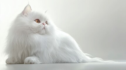 Majestic White Cat with Fluffy Fur and Expressive Eyes