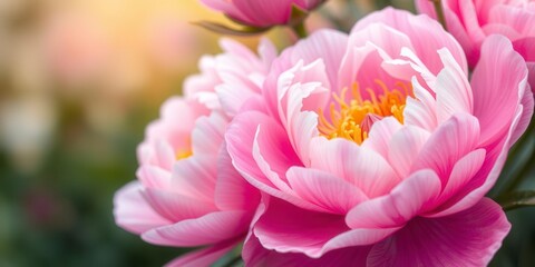 Pink peony flowers arranged in a beautiful background, vibrant, peony