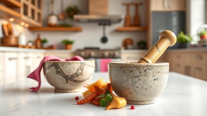 Mortar & Pestle, Kitchen Pounder,  Cooking Utensils,  Modern Kitchen Tools,  Food Prep,  Healthy Cooking,  Kitchenware Illustration,  High Quality Image,  