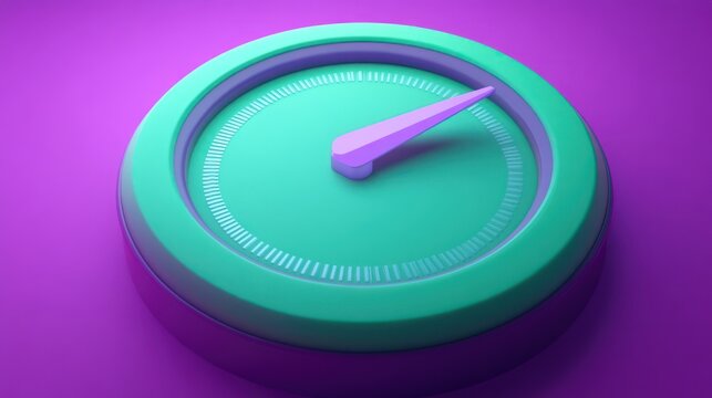 Pastel green and purple circular speedometer with needle pointing slightly right. - Powered by Adobe