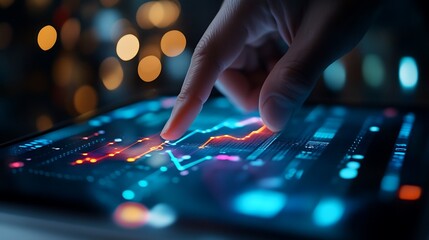Fototapeta premium Analyzing data trends on tablet office environment digital insights