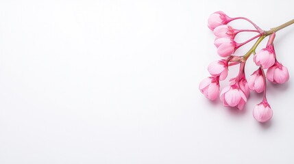 Delicate pink flower buds on white background.
