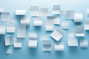 Abstract Sticky Notes on a Light Blue Surface