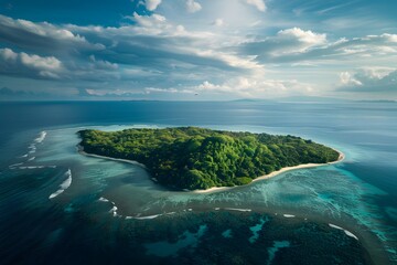 Aerial View of a Tropical Island
