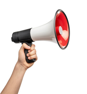 person shouting into megaphone