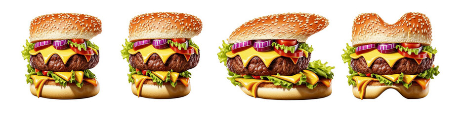 Letters E, F, G, H made from hamburger