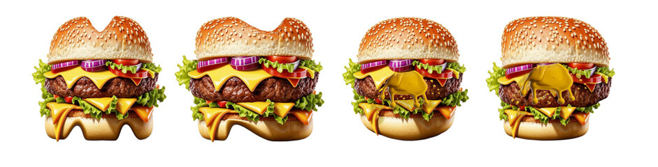 Letters M, N, O, P made from hamburger