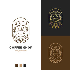 Obraz premium Coffee shop logo, coffee cup
