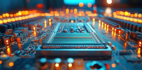 Close-up of illuminated circuit board components. (3)