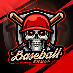Baseball skull esport mascot logo design