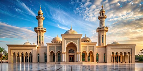 An Islamic mosque with a unique blend of modern and traditional architectural styles ,  rendering, mosque