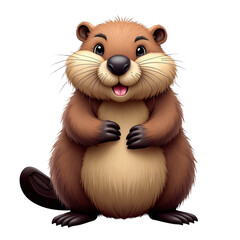 Fototapeta premium Cartoon beaver with a big smile