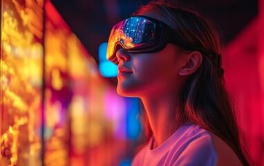 Naklejka premium A family enjoying interactive learning experiences, with apps displaying engaging content and tailored courses, vibrant visuals, cinematic lighting