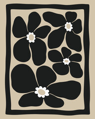 fluidity of black flowers in the frame