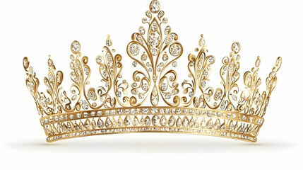 A decorative golden crown adorned with sparkling gems, symbolizing royalty and elegance.