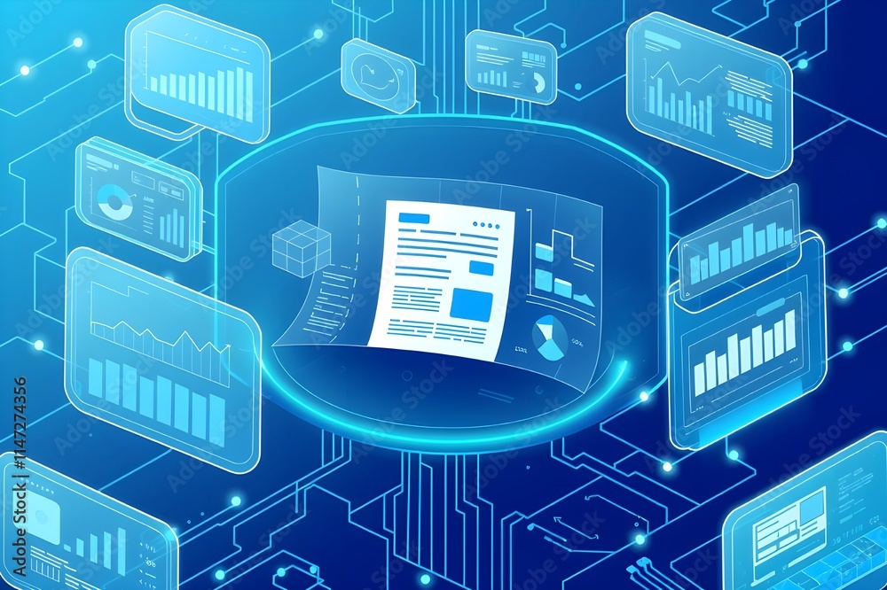 Leinwandbilder digital documents created using future world technology. automated invoice and receipt management co