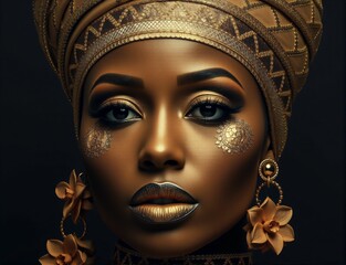 Golden Goddess: A Portrait of African Elegance and Beauty