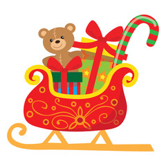 Santa Claus's sleigh loaded with presents