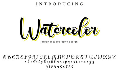 Watercolor Font Stylish brush painted an uppercase vector letters, alphabet, typeface