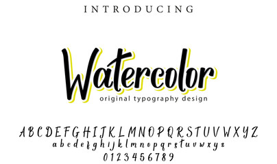 Watercolor Font Stylish brush painted an uppercase vector letters, alphabet, typeface