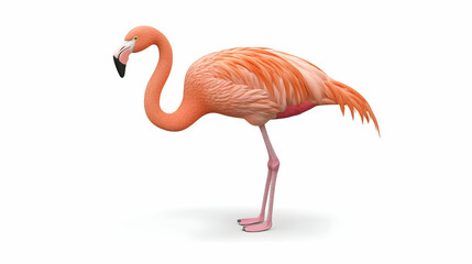 Obraz premium A realistic illustration of a pink flamingo standing on one leg.