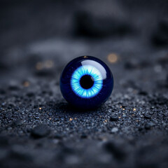 Concept photo of evil eye bead with space for text