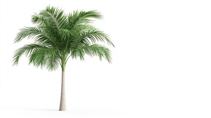Single Palm Tree Isolated on White Background