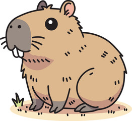 Cute capybara cartoon hand drawn design art