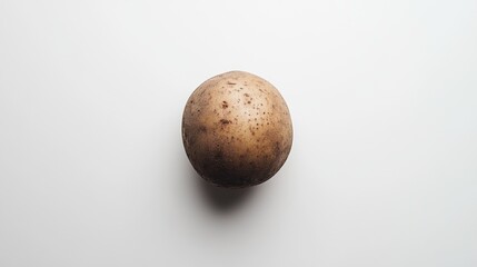 Single Brown Potato Isolated on White Background