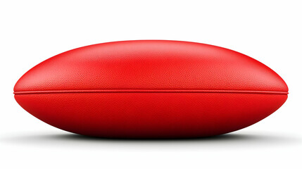 A sleek, red sports ball designed for rugby, showcasing its aerodynamic shape.