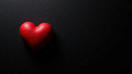 Fototapeta premium A single red heart on a dark background, symbolizing love, passion, and romance.