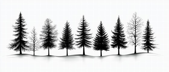 Fototapeta premium Silhouetted Trees in Winter Landscape.