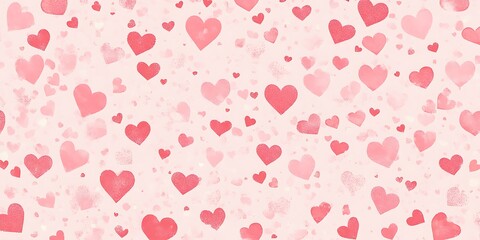 Pink and Red Hearts Scattered Background