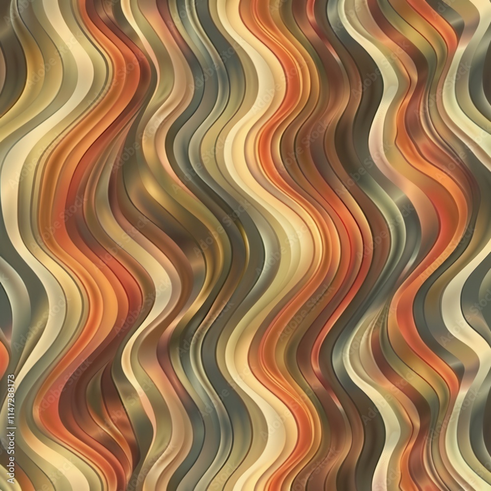 Poster Colorful abstract wavy patterns create a dynamic artistic texture in warm tones with smooth gradients. Generative AI