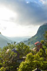 Fototapeta premium Amazing Ella Rock with Lush Green Mountains, Majestic Waterfalls, and the Stunning Natural Beauty of Paradise in Sri Lanka